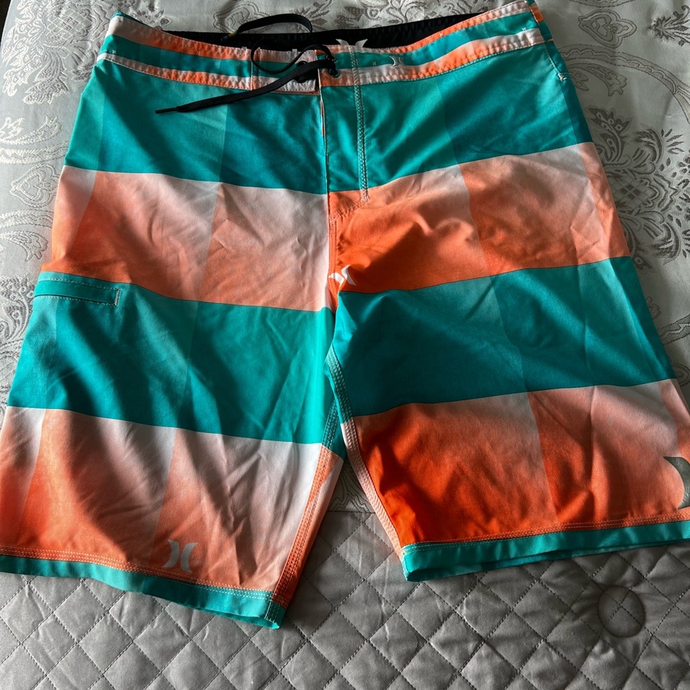 Hurley Blue and Orange Board Shorts Quick-Drying Swimwear